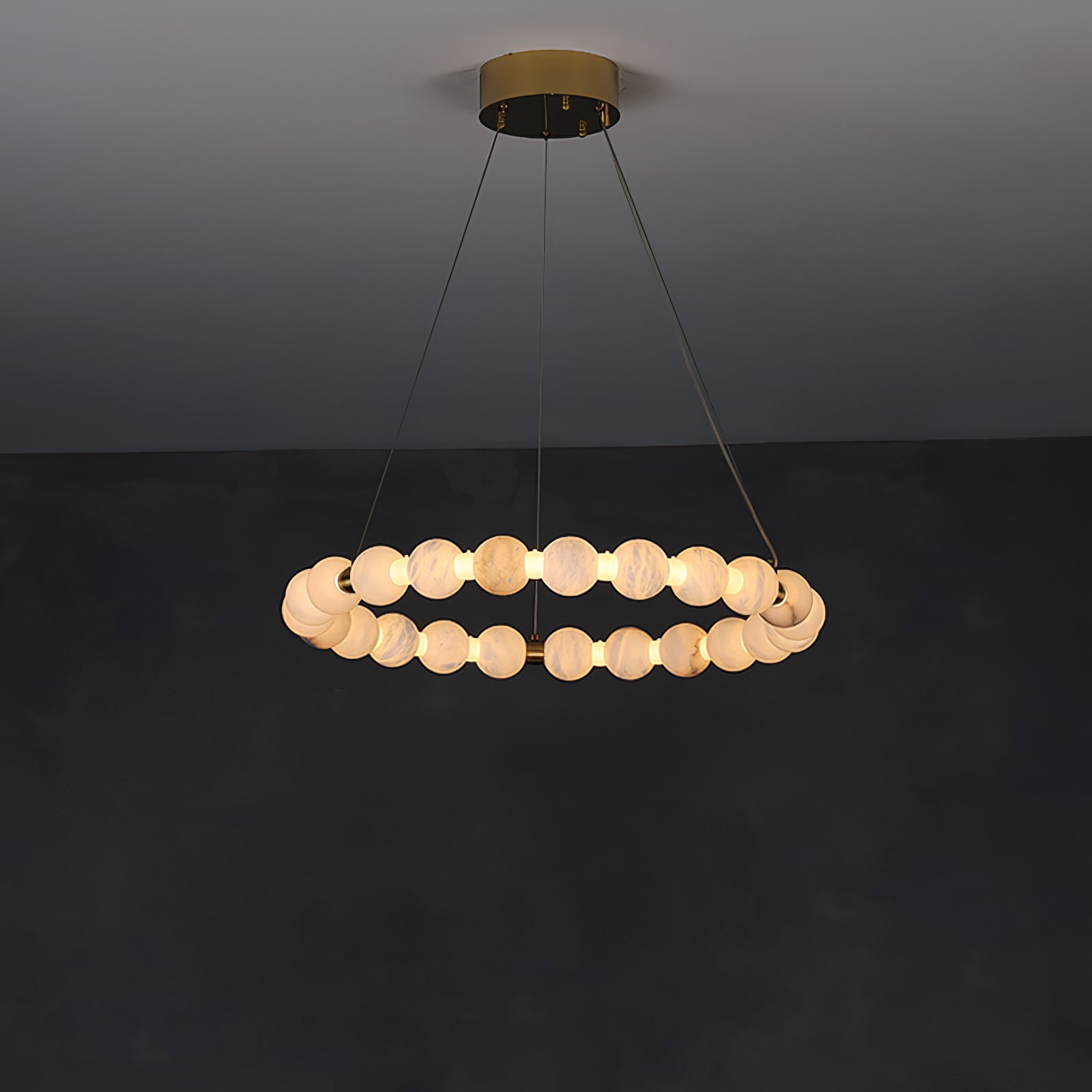 Lustre moderne Mael en Albâtre Or et blanc