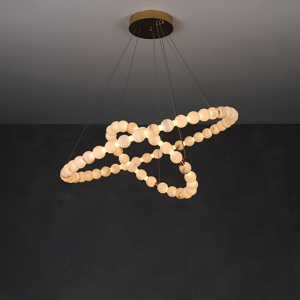 Lustre moderne Mael en Albâtre Or et blanc