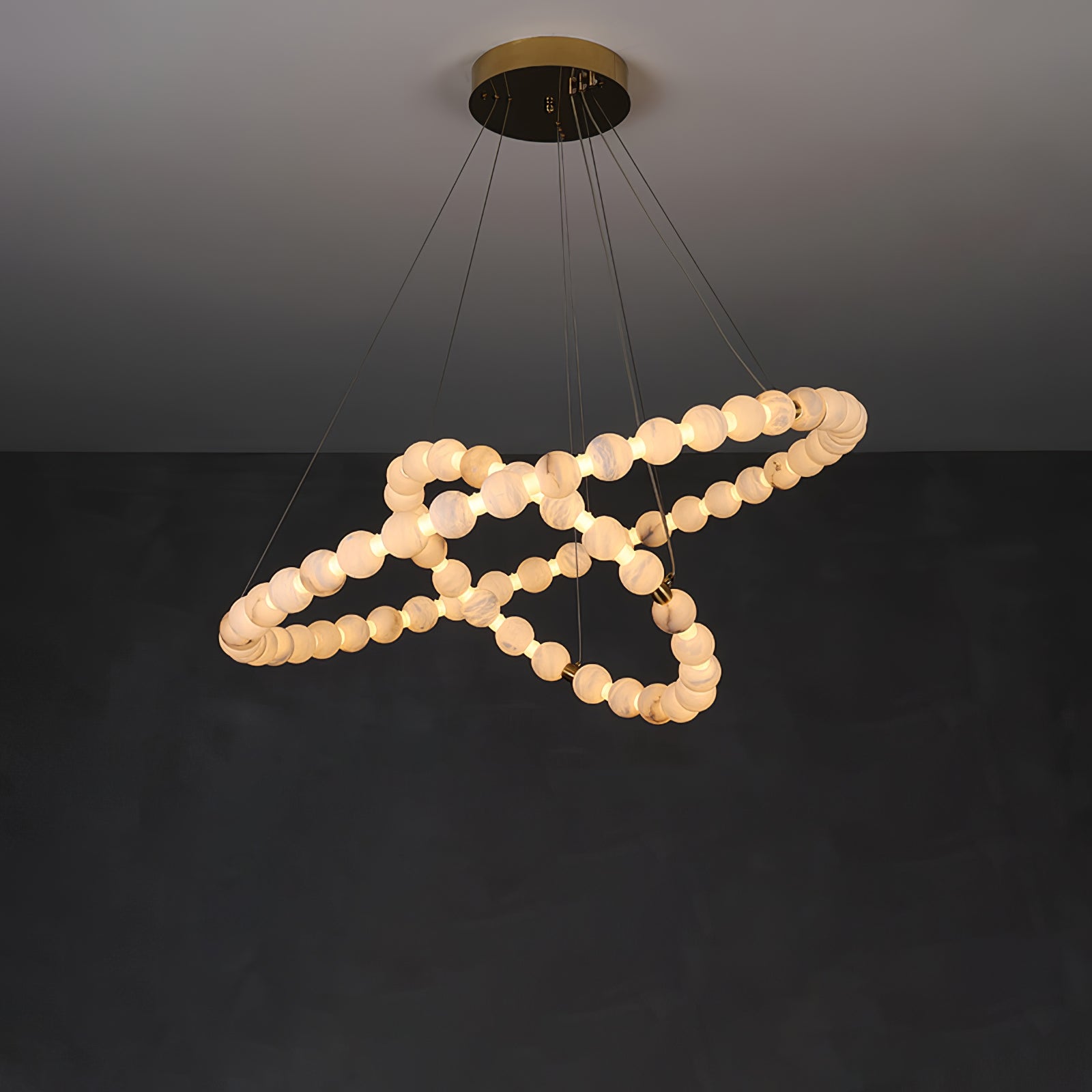 Lustre moderne Mael en Albâtre Or et blanc