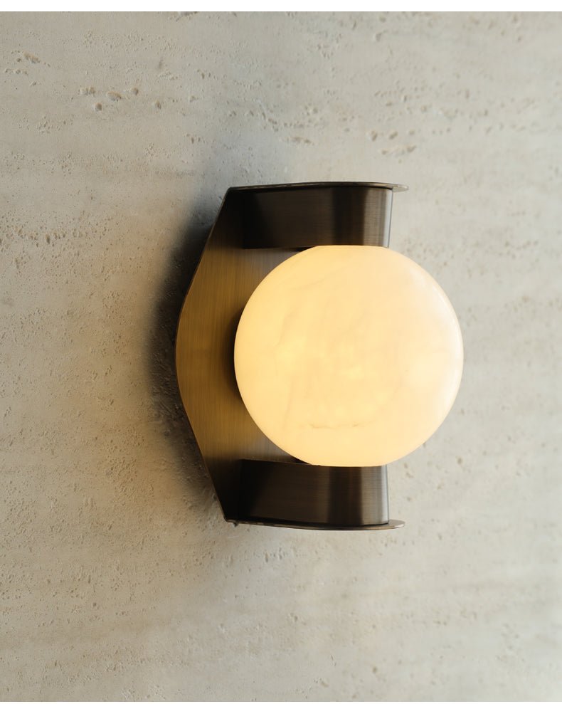 Applique murale moderne Kund en Albâtre Bronze et blanc