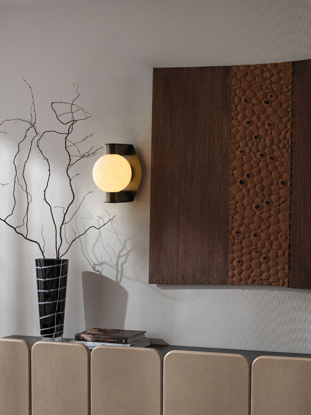 Applique murale moderne Kund en Albâtre Bronze et blanc