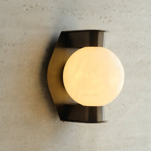 Applique murale moderne Kund en Albâtre Bronze et blanc