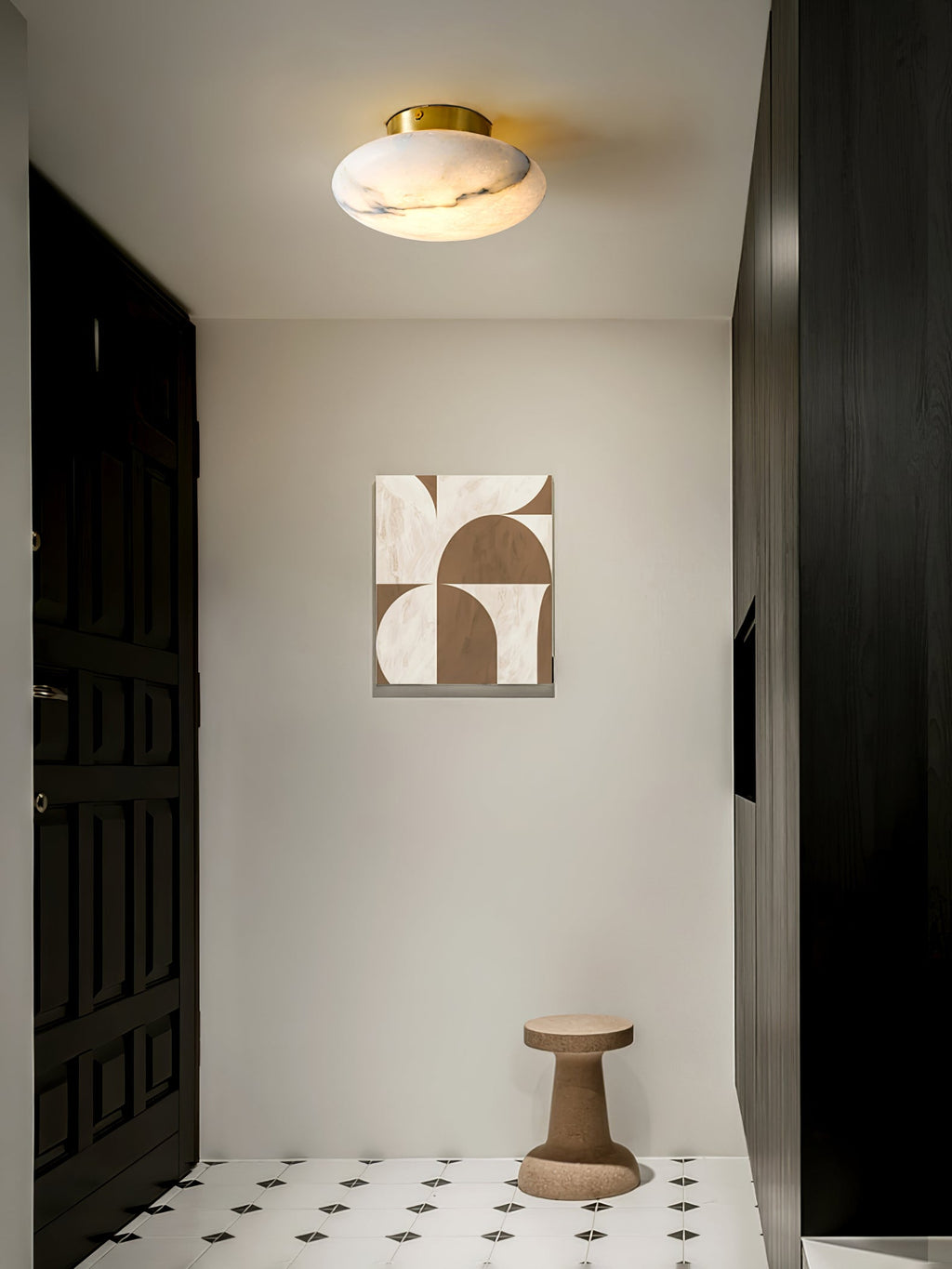 Plafonnier moderne Tove en Albâtre Laiton et blanc
