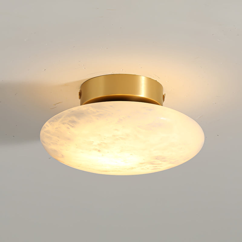 Plafonnier moderne Tove en Albâtre Laiton et blanc
