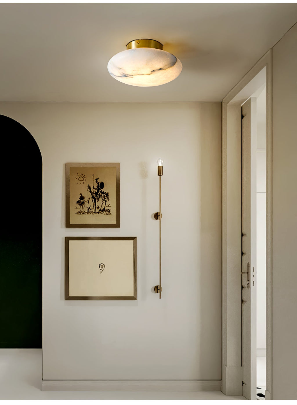 Plafonnier moderne Tove en Albâtre Noir et blanc