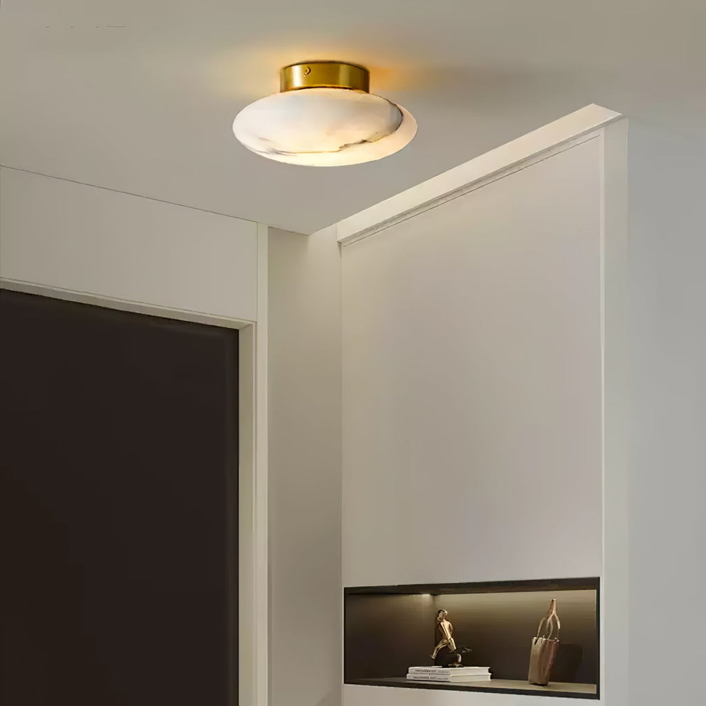 Plafonnier moderne Tove en Albâtre Laiton et blanc