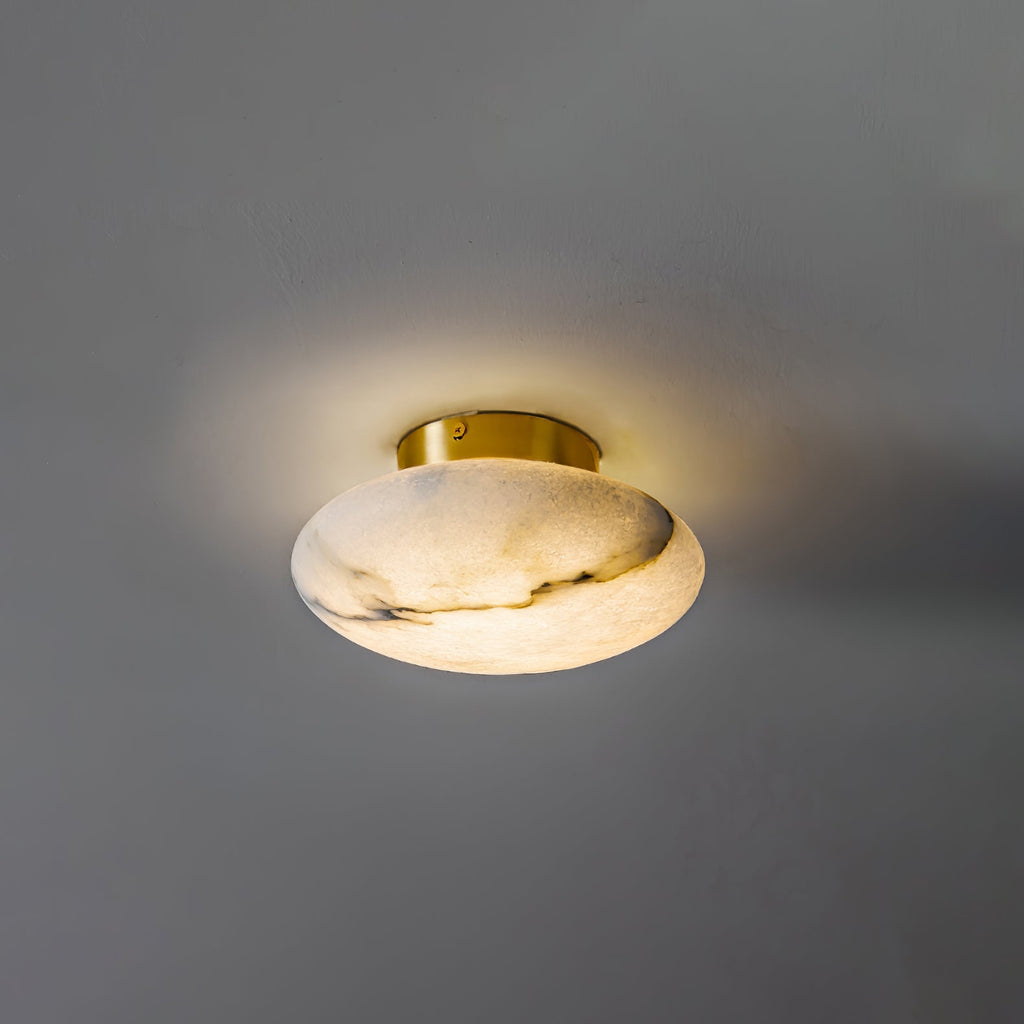 Plafonnier moderne Tove en Albâtre Laiton et blanc