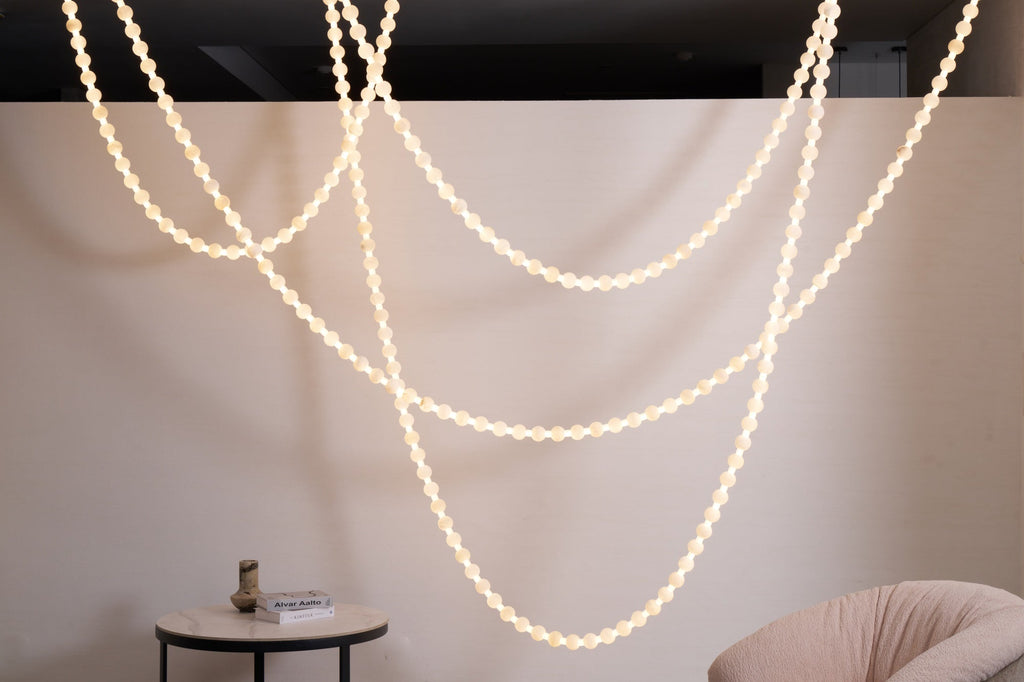 Lustre moderne Miska en Albâtre Or et blanc