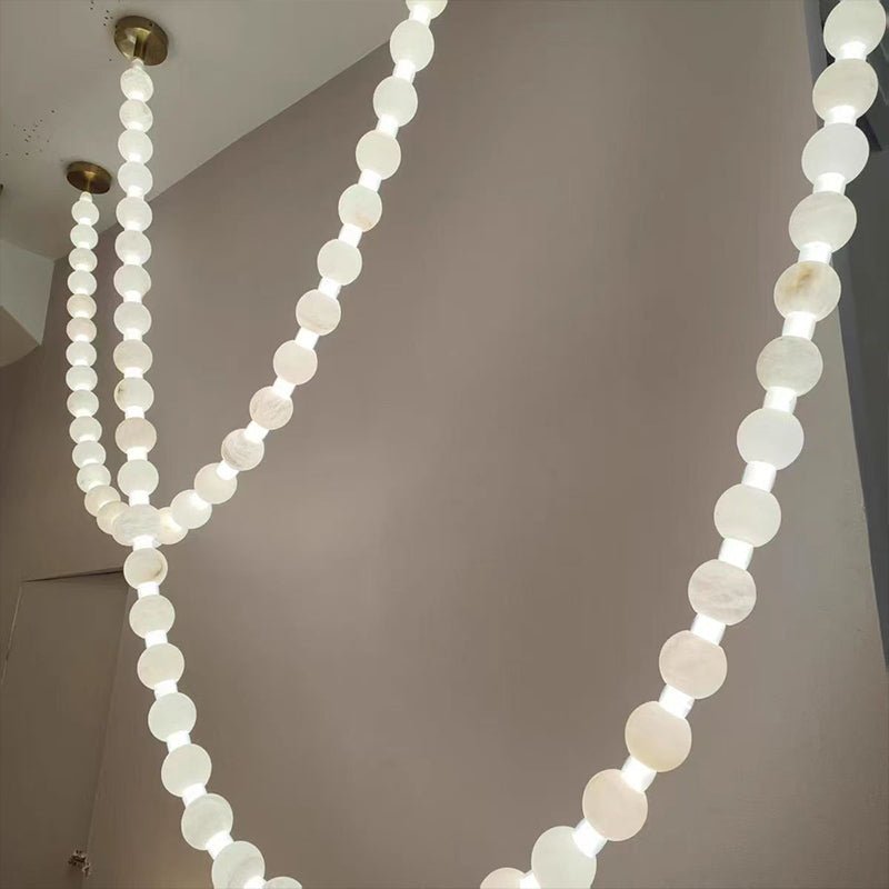 Lustre moderne Miska en Albâtre Or et blanc