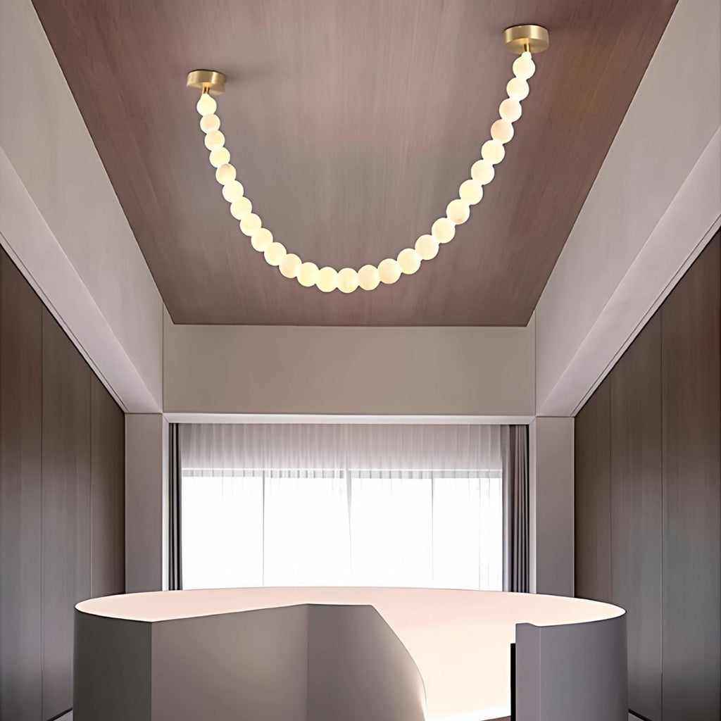 Lustre moderne Miska en Albâtre Or et blanc