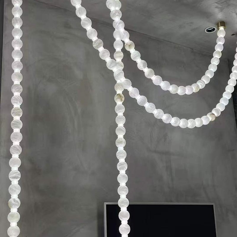 Lustre moderne Miska en Albâtre Or et blanc