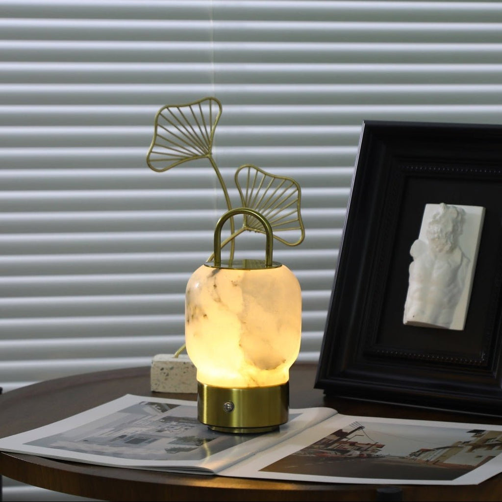 Lampe à poser moderne Halifax en Albâtre Or et blanc