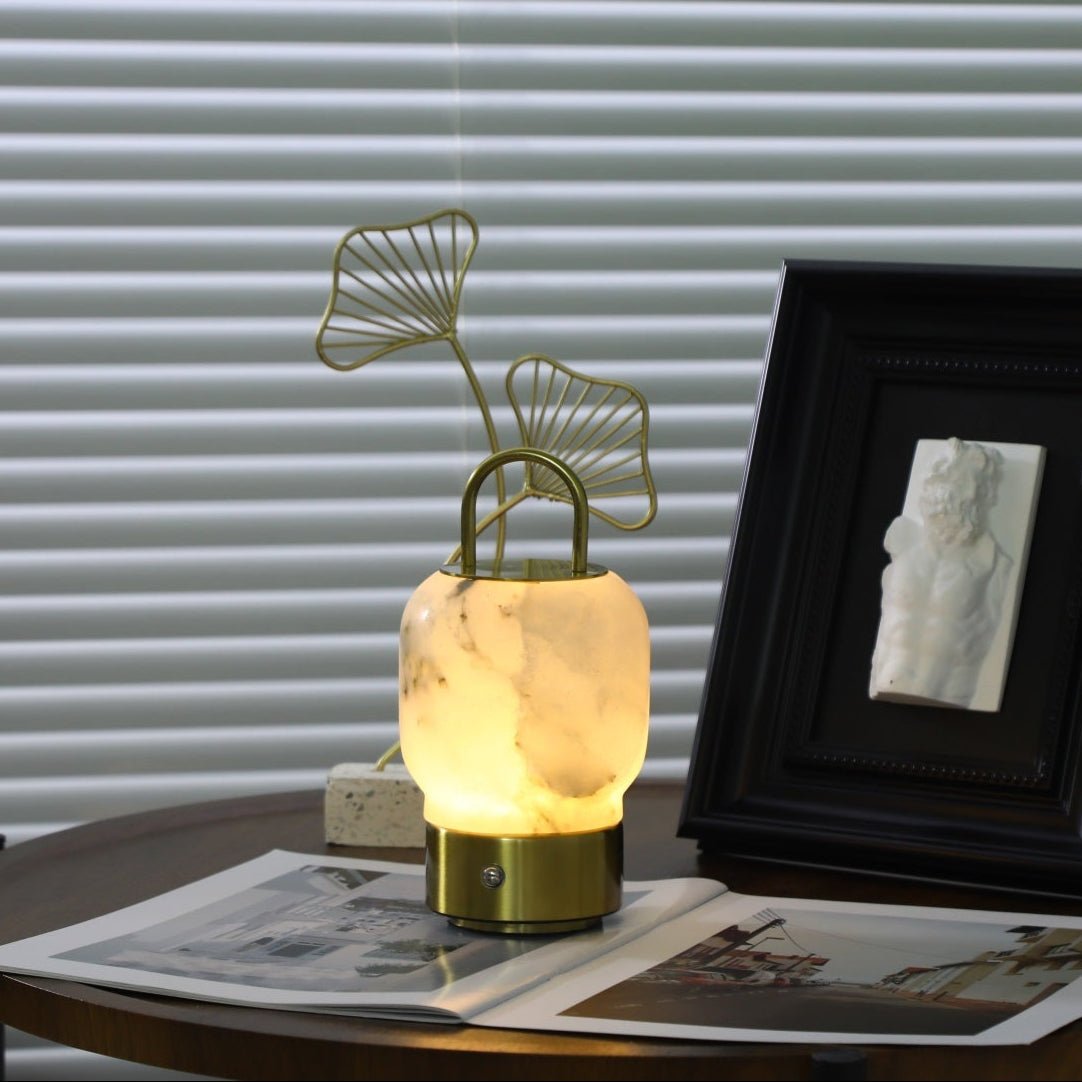 Lampe à poser moderne Halifax en Albâtre Or et blanc