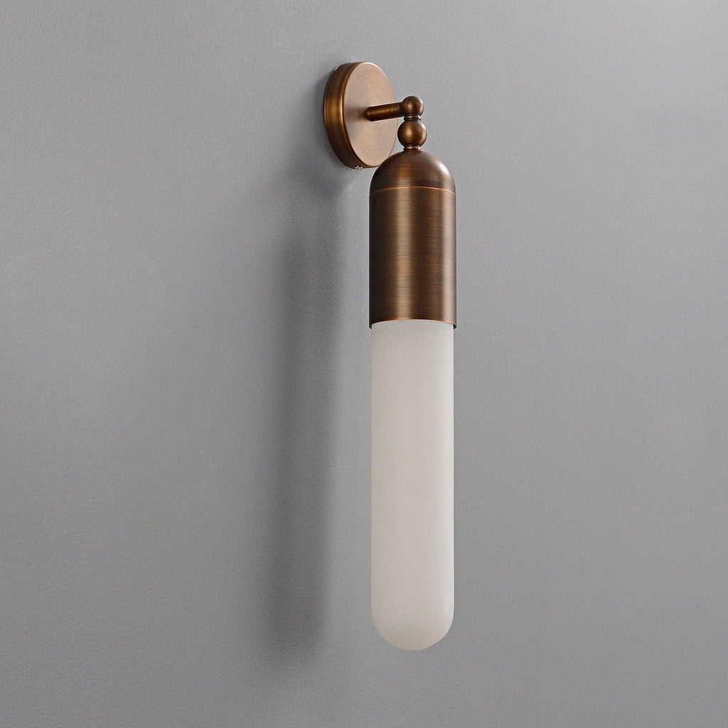 Applique murale moderne Saemund en Albâtre Retro laiton et blanc