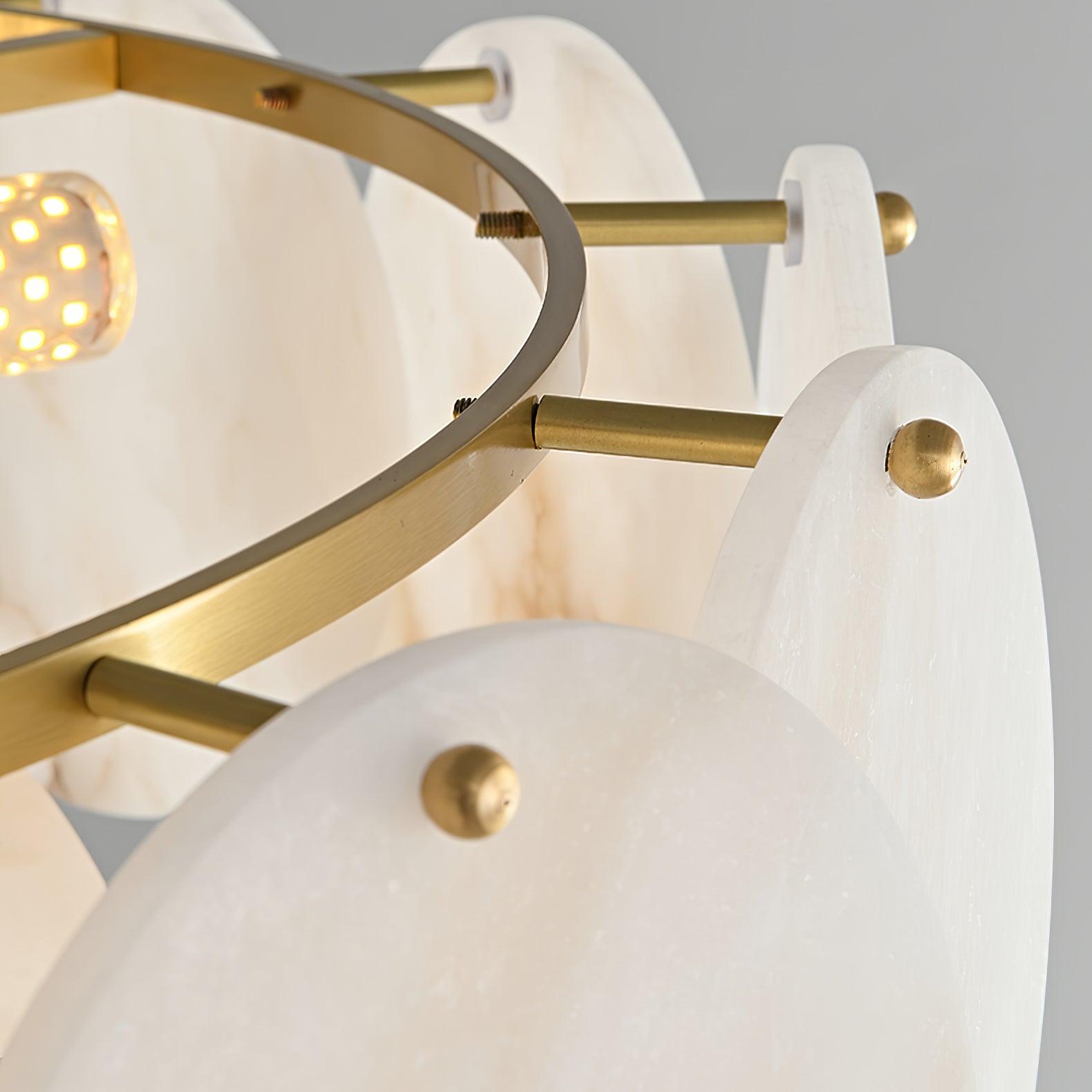Lustre moderne Pearce en Albâtre Laiton et blanc