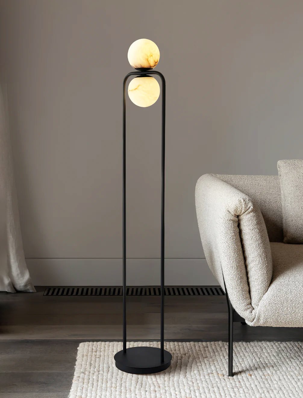 Lampadaire moderne Lodin en Albâtre Noir et blanc