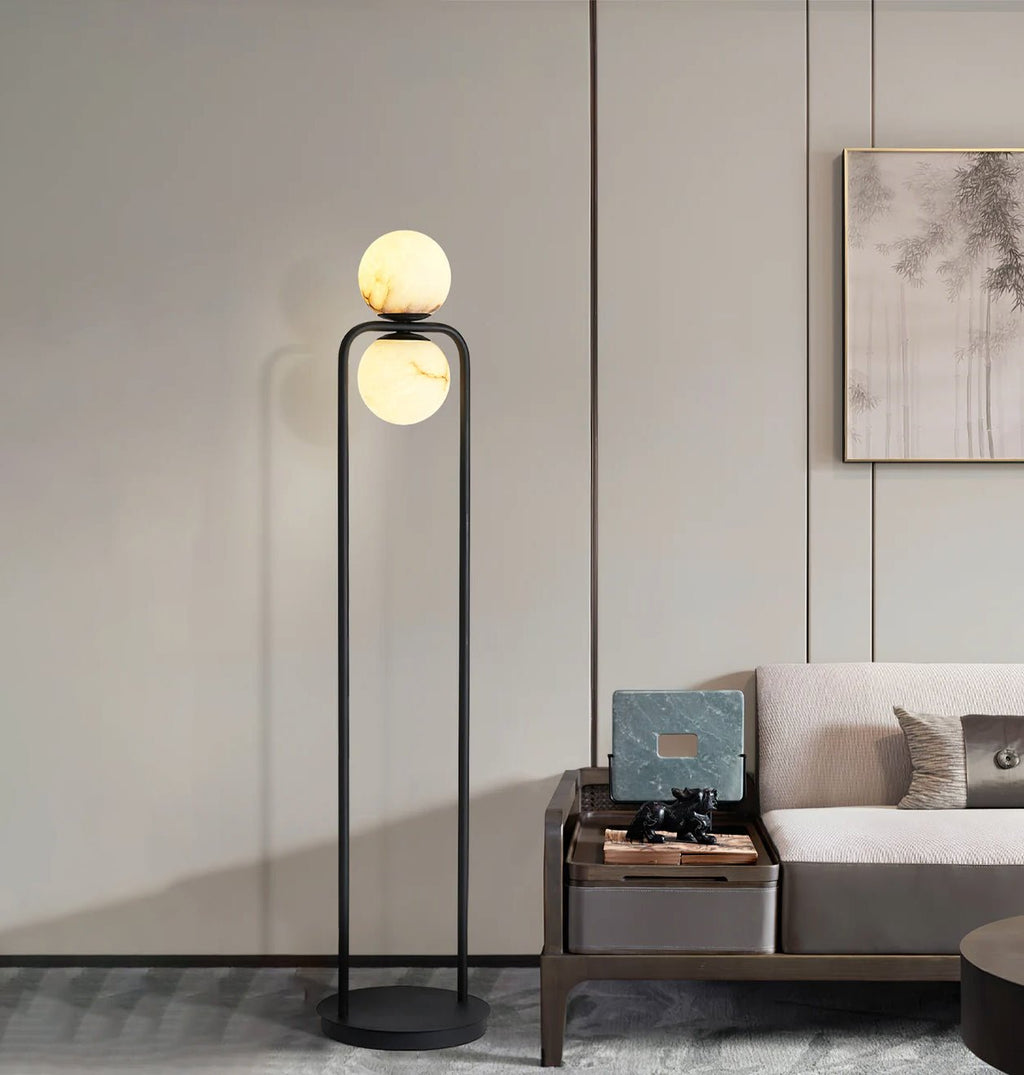 Lampadaire moderne Lodin en Albâtre Noir et blanc