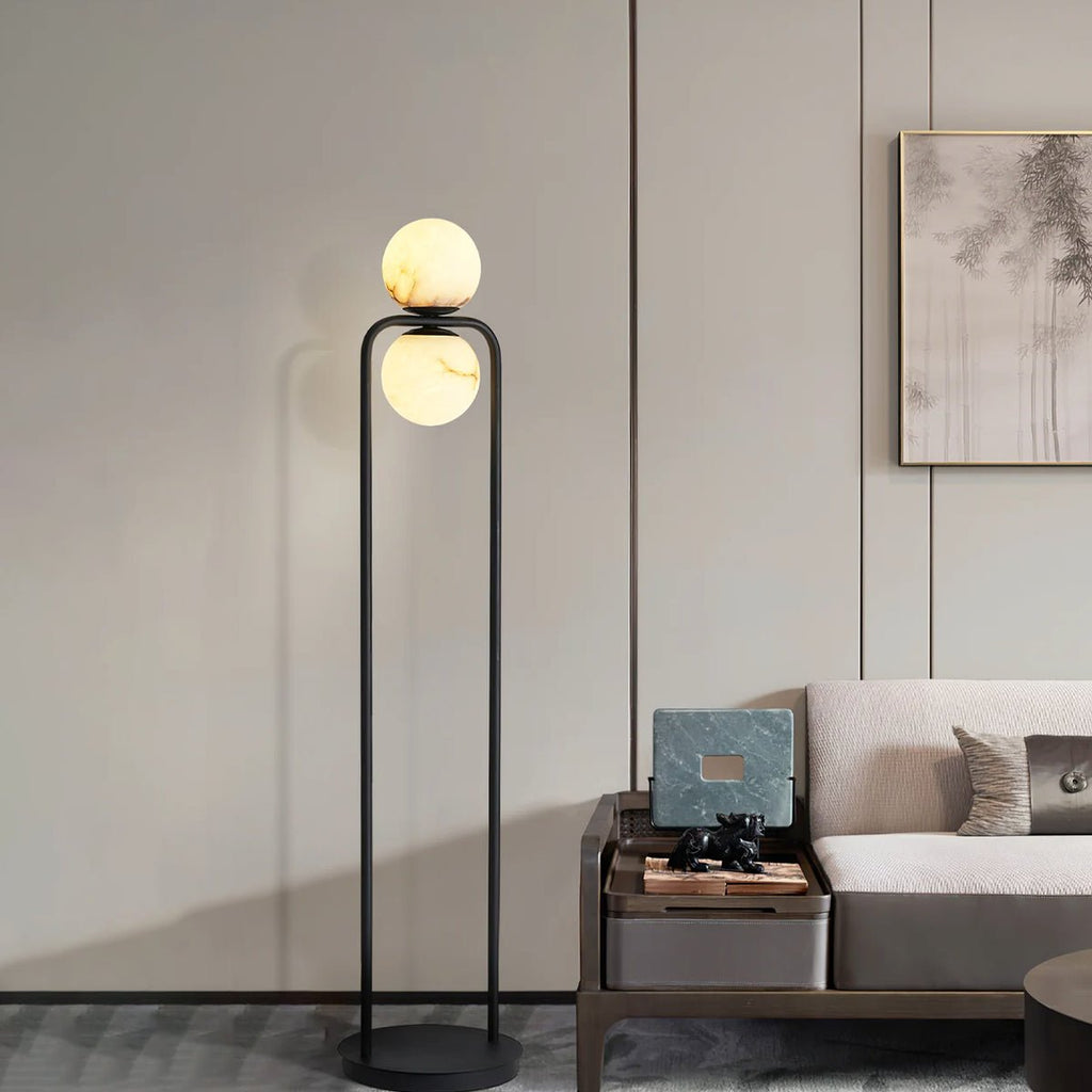 Lampadaire moderne Lodin en Albâtre Noir et blanc
