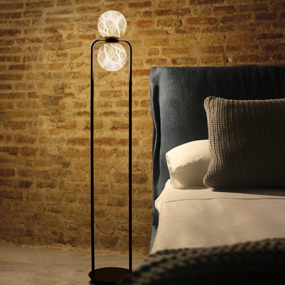 Lampadaire moderne Lodin en Albâtre Noir et blanc