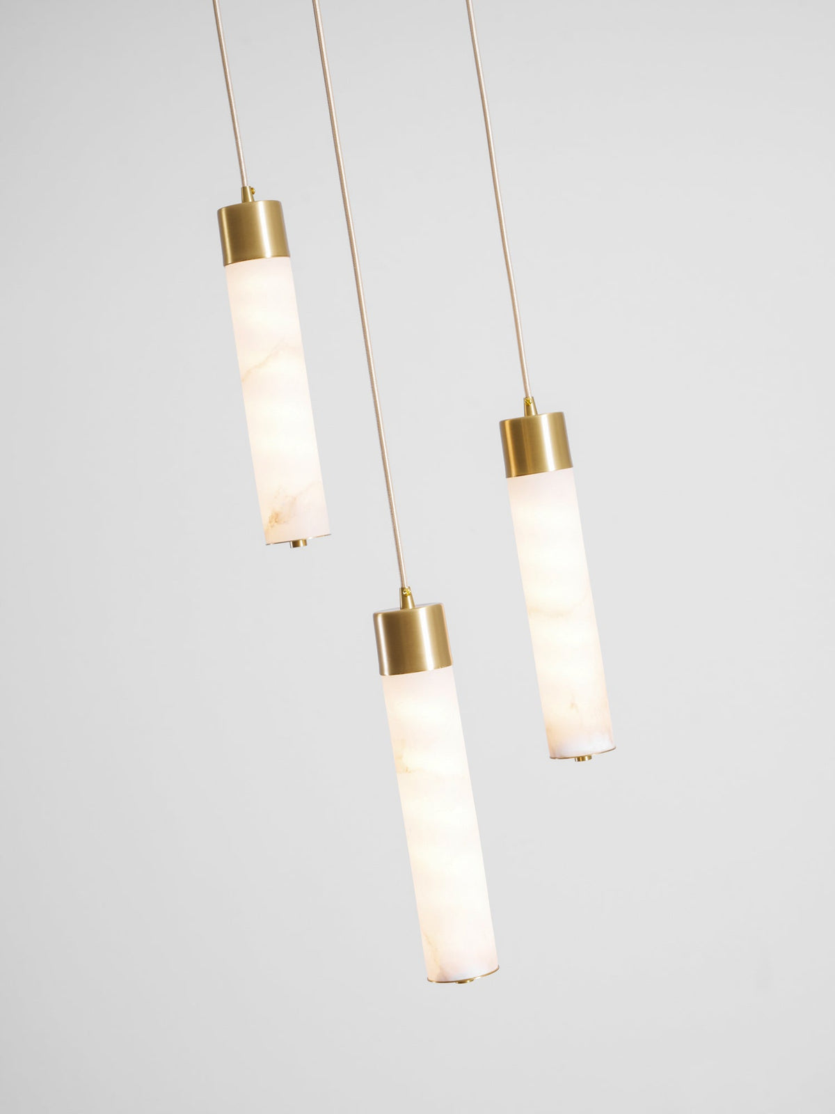 Alabaster Tube Brass Pendant Lamp