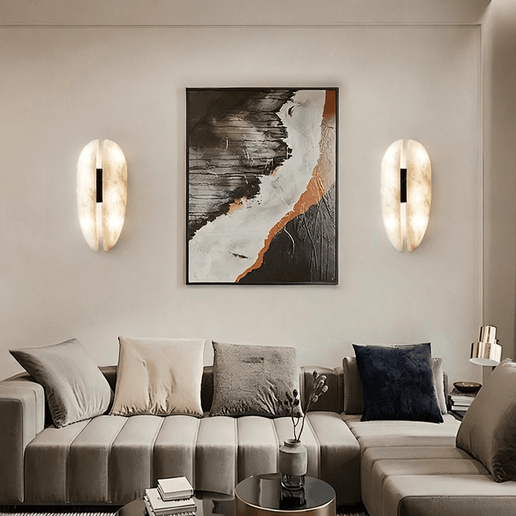Applique murale moderne Skeggi en Albâtre Noir et blanc