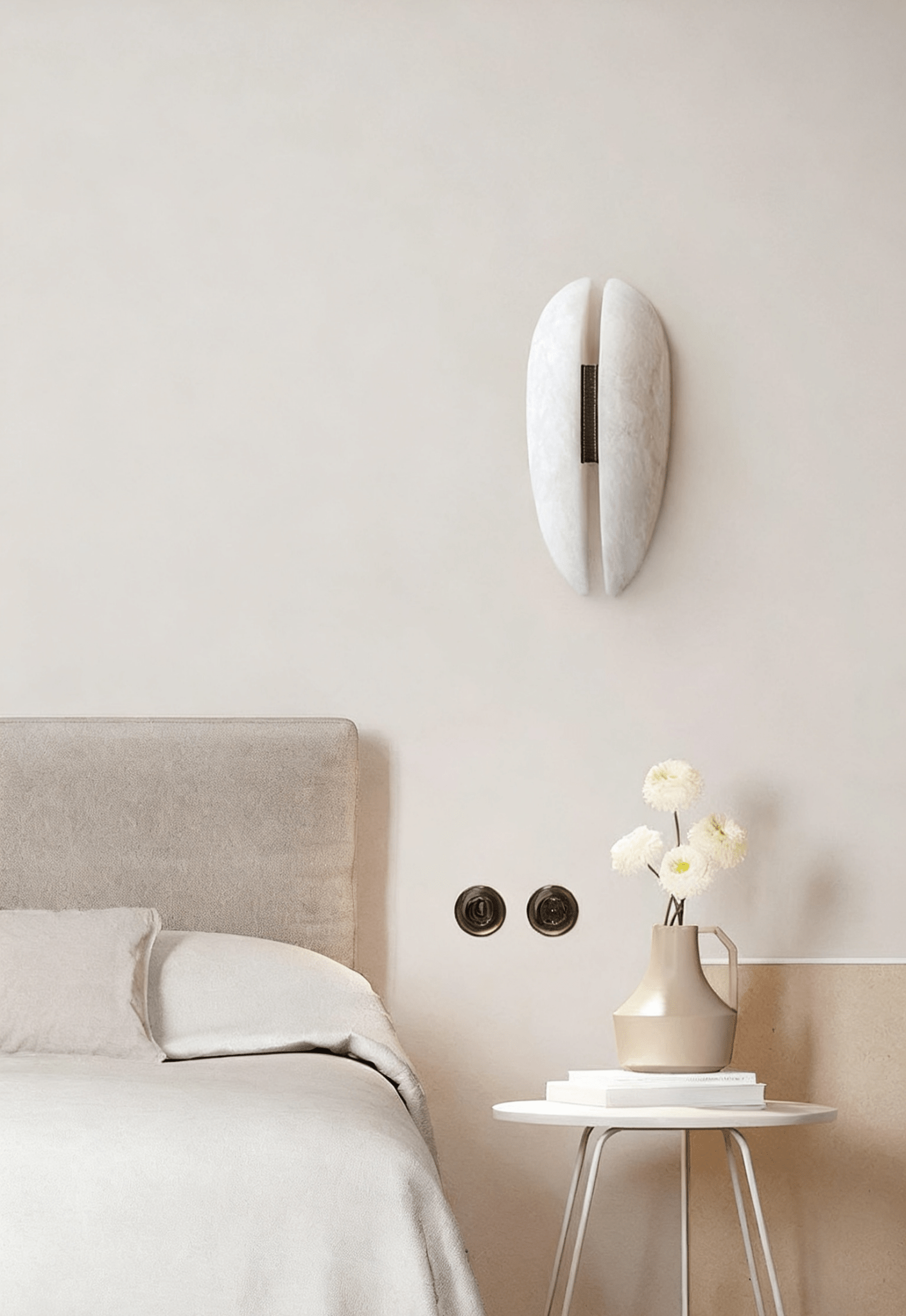 Applique murale moderne Skeggi en Albâtre Noir et blanc