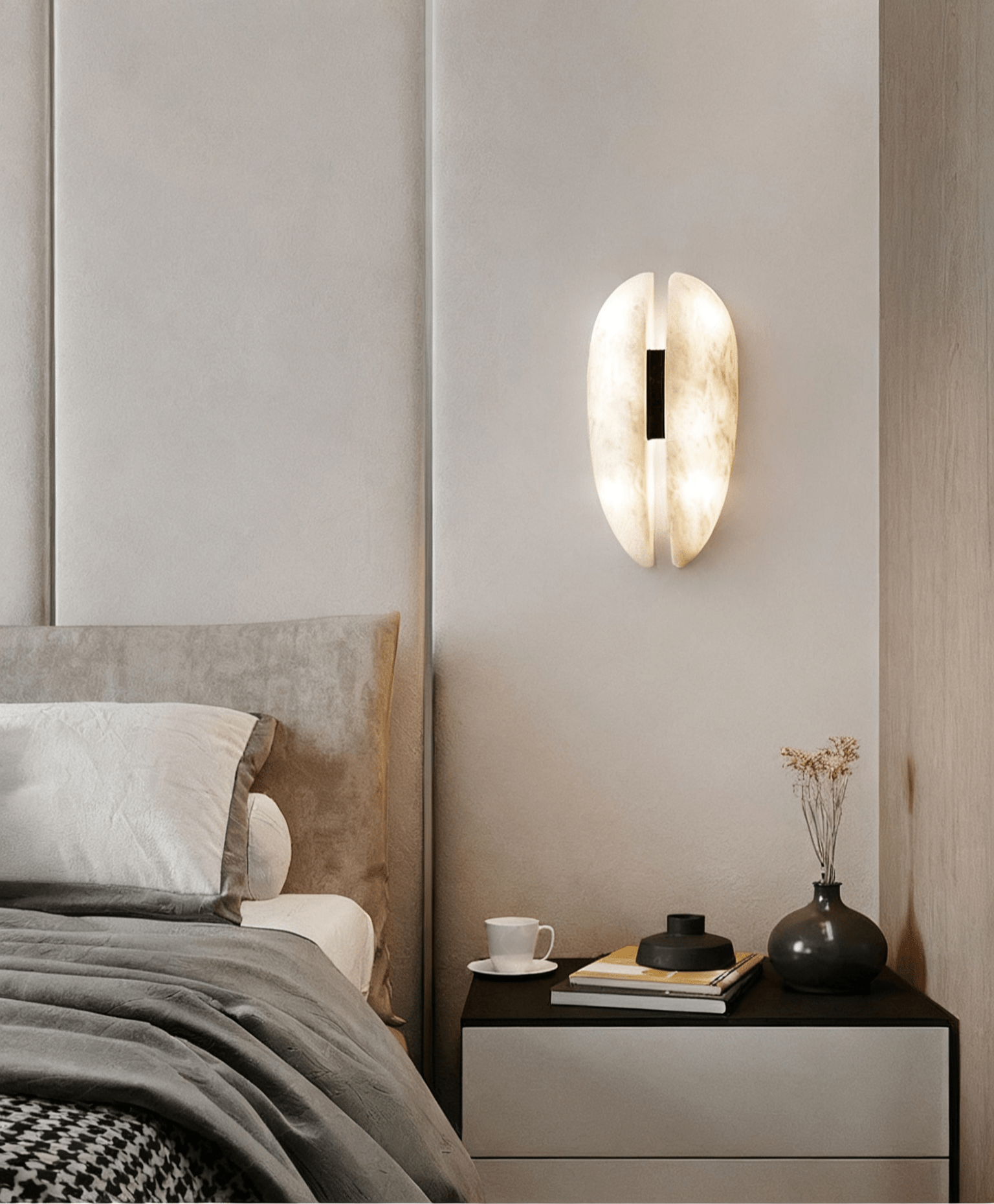 Applique murale moderne Skeggi en Albâtre Noir et blanc