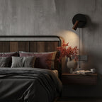 Applique murale moderne Stafford en Noyer bois et noir travertin