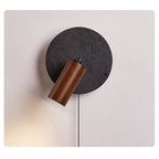 Applique murale moderne Stafford en Noyer bois et noir travertin