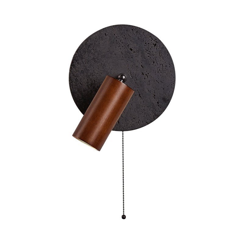 Applique murale moderne Stafford en Noyer bois et noir travertin