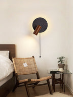 Applique murale moderne Stafford en Noyer bois et noir travertin