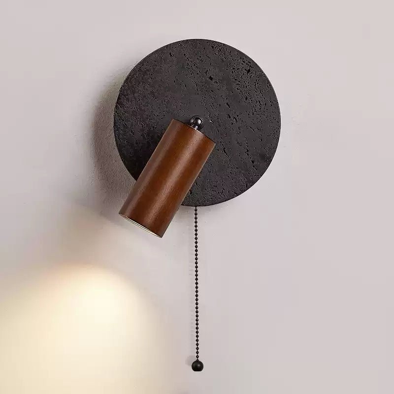 Applique murale moderne Stafford en Noyer bois et noir travertin