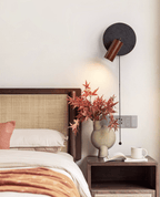 Applique murale moderne Stafford en Noyer bois et noir travertin