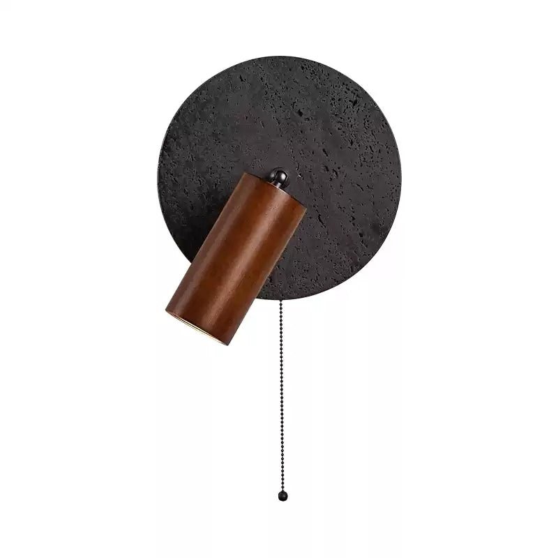 Applique murale moderne Stafford en Noyer bois et noir travertin