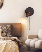 Applique murale moderne Stafford en Noyer bois et noir travertin