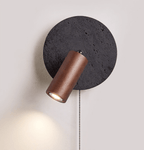 Applique murale moderne Stafford en Noyer bois et noir travertin