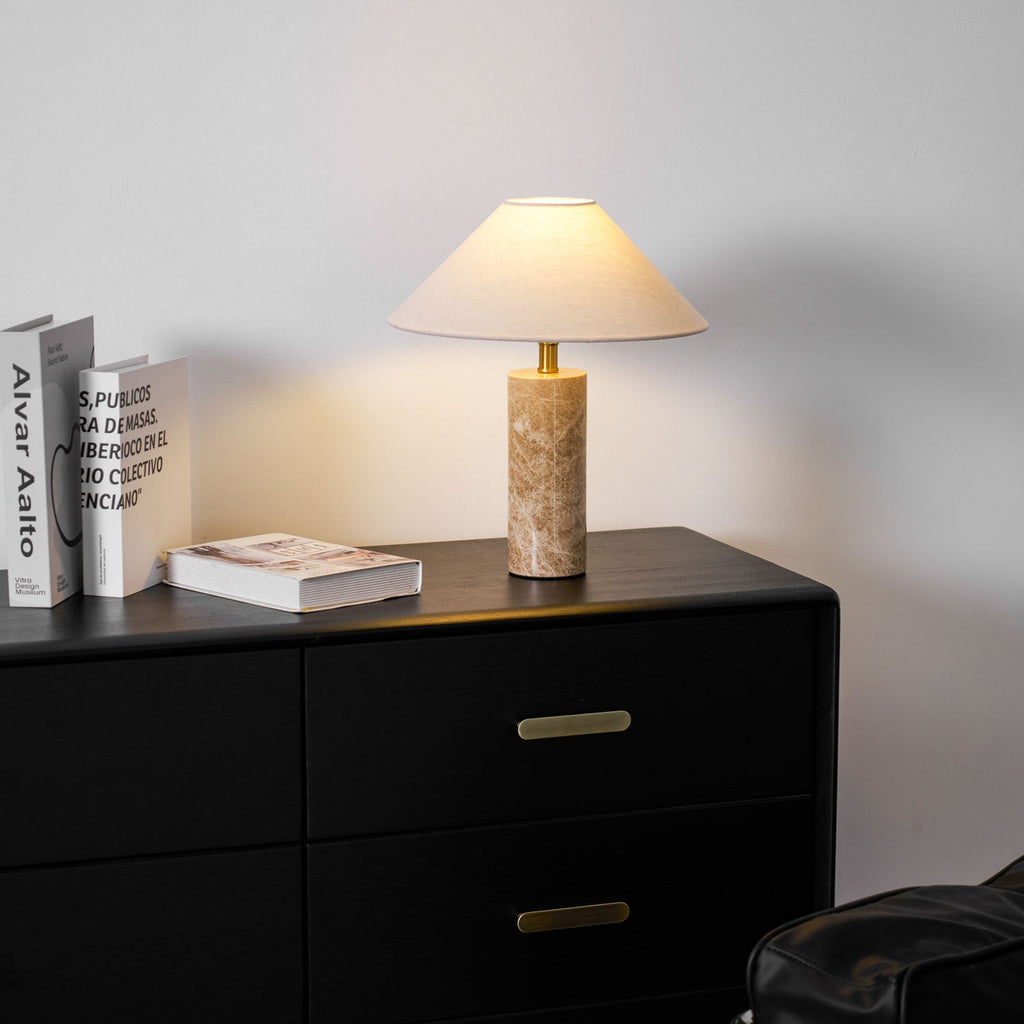 Lampe à poser moderne Wreston en pierre Beige et marbre Lampbase