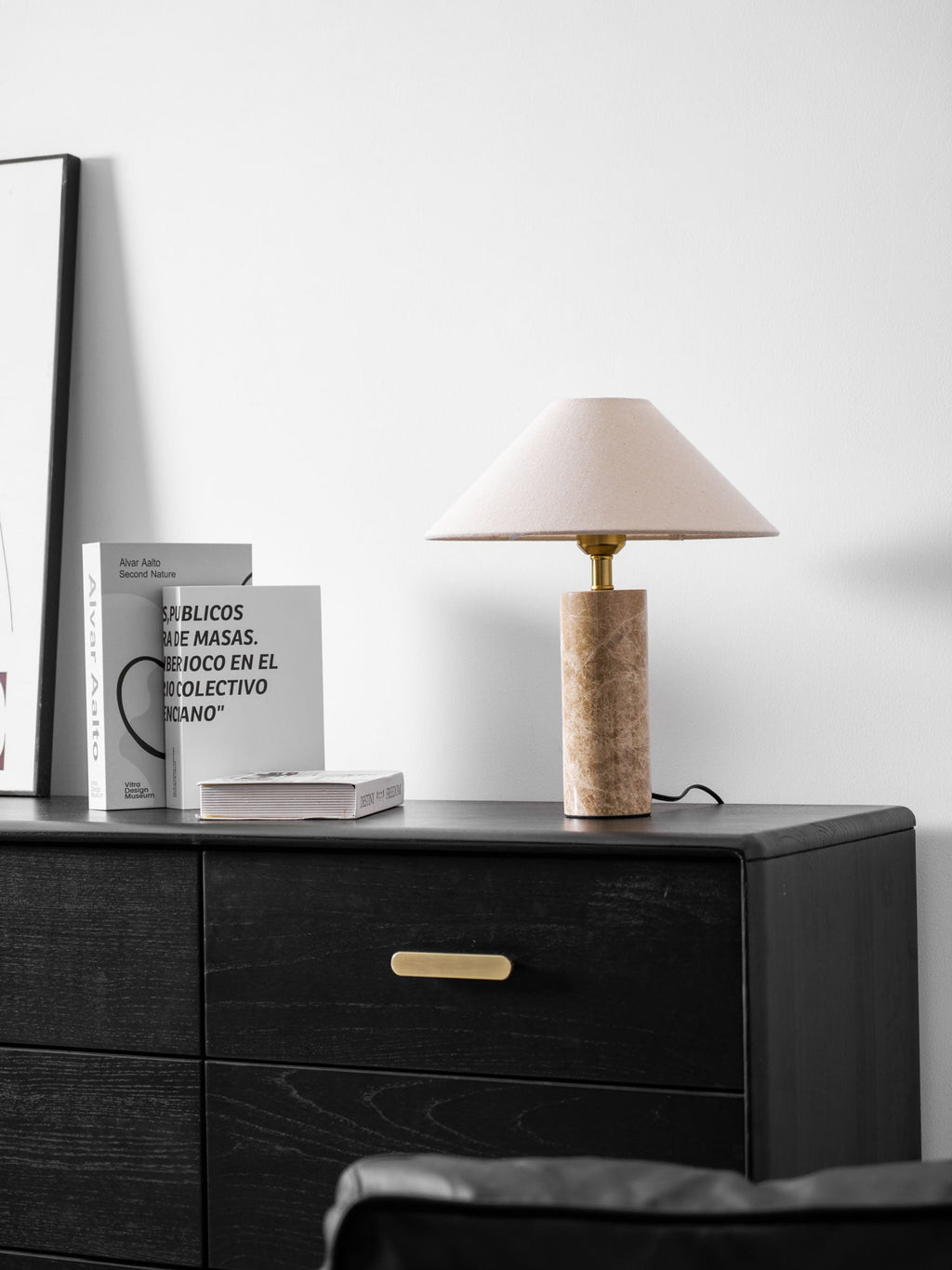 Lampe à poser moderne Wreston en pierre Beige et marbre Lampbase