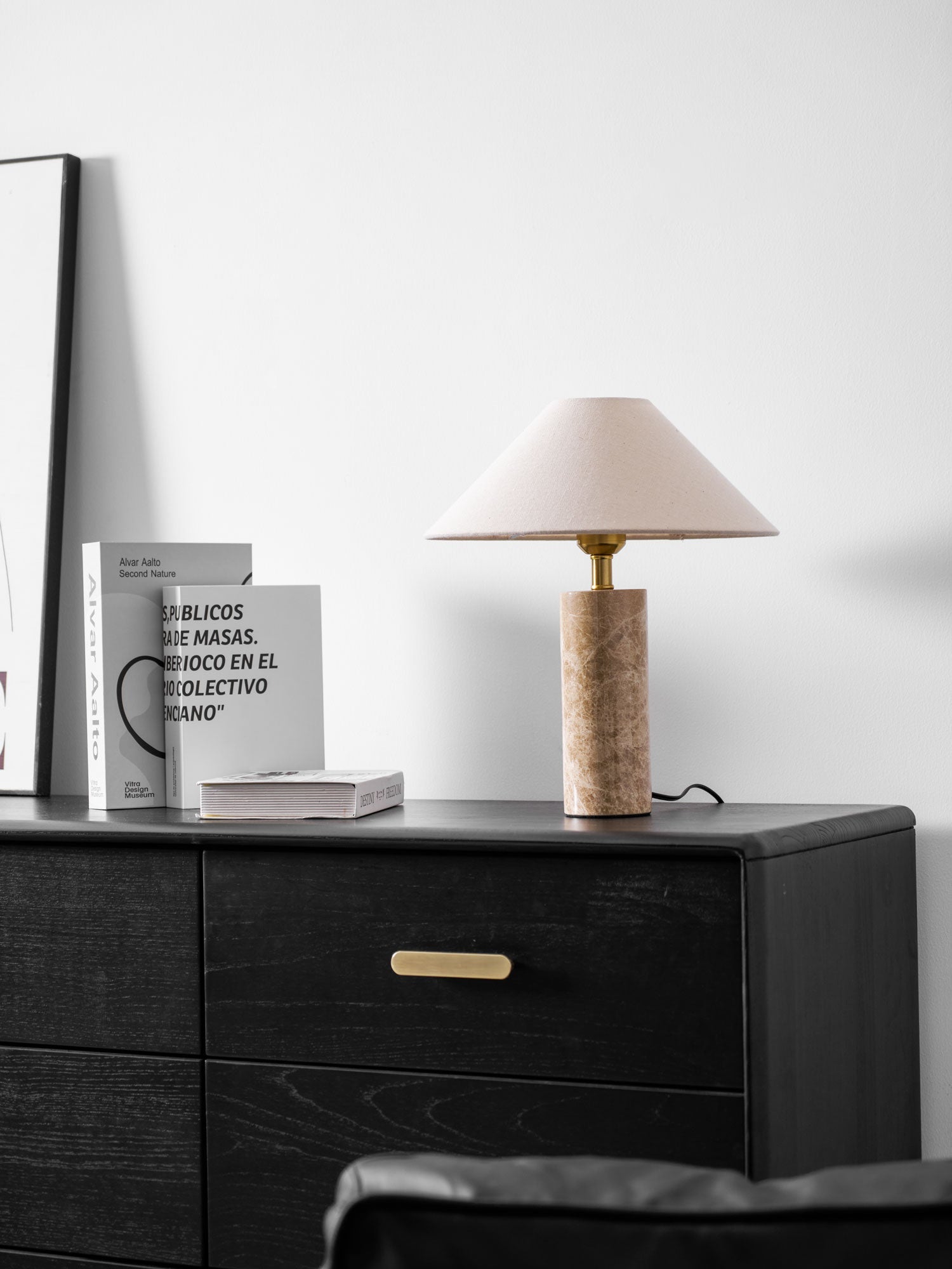 Lampe à poser moderne Wreston en pierre Beige et marbre Lampbase