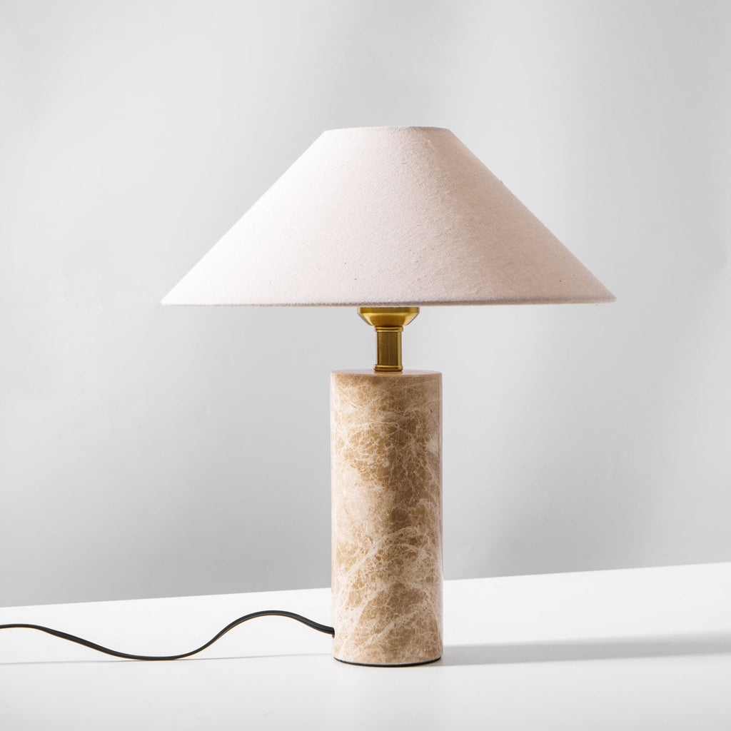 Lampe à poser moderne Wreston en pierre Beige et marbre Lampbase