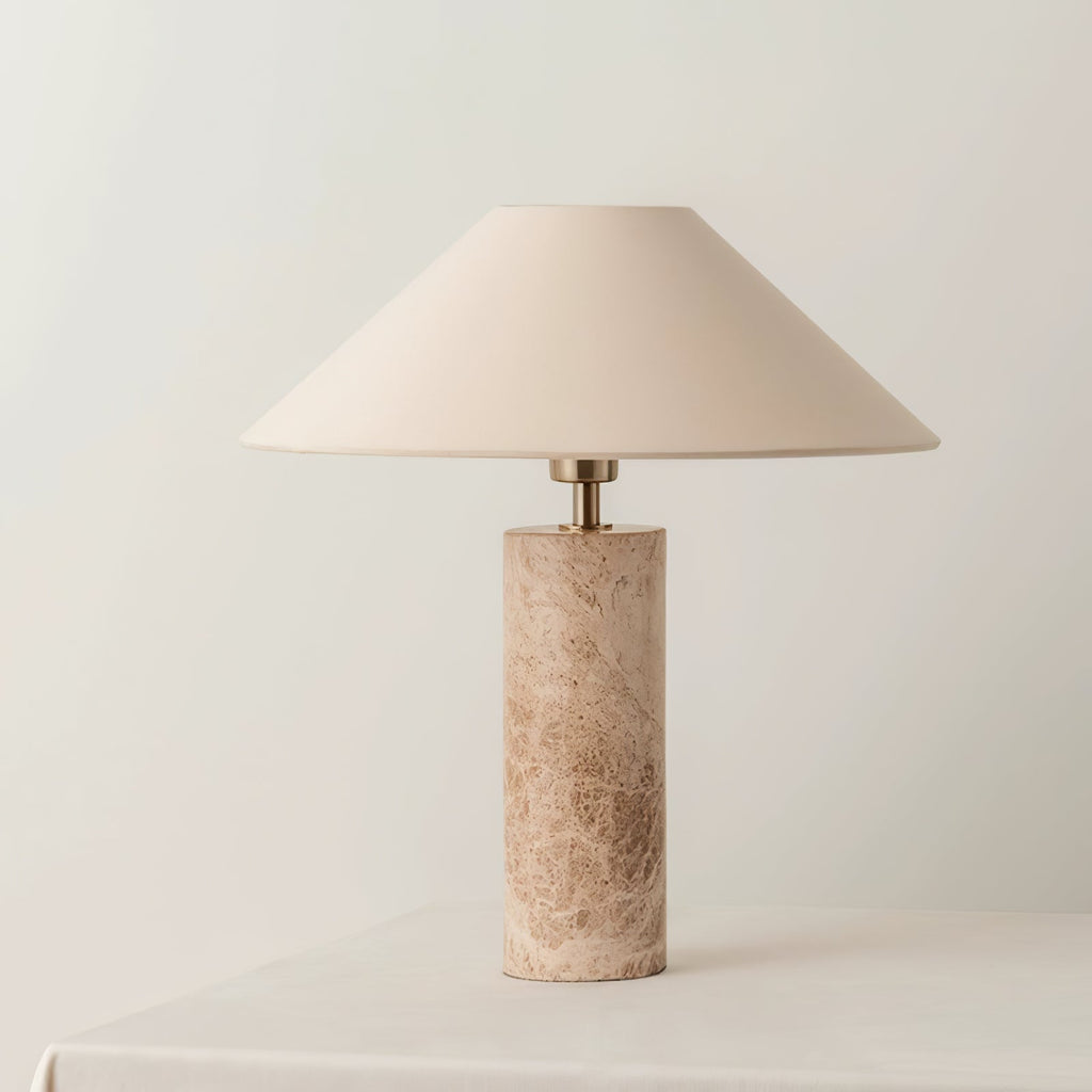 Lampe à poser moderne Wreston en pierre Beige et marbre Lampbase