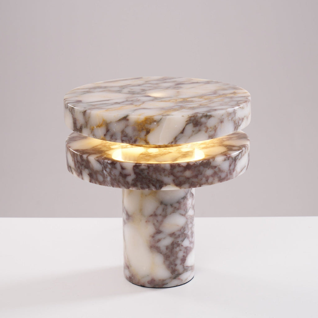 Lampe à poser moderne Vero en Marbre Bvlgari rouge et blanc