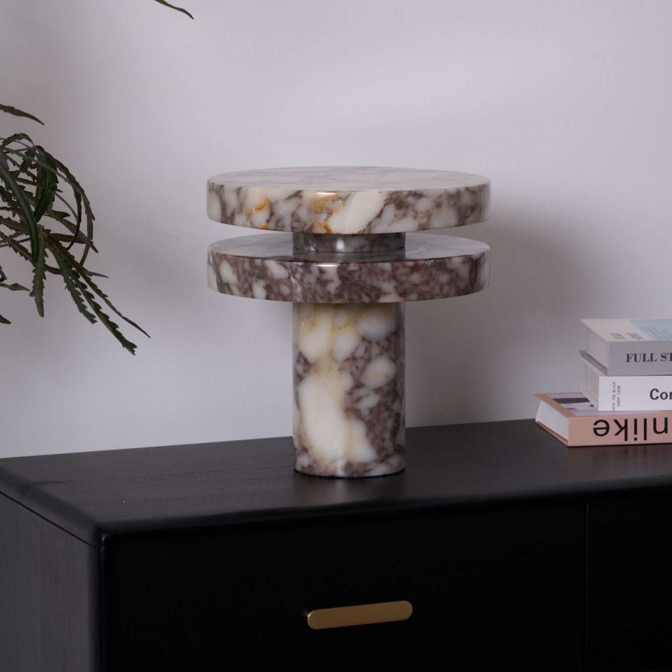 Lampe à poser moderne Vero en Marbre Bvlgari rouge et blanc
