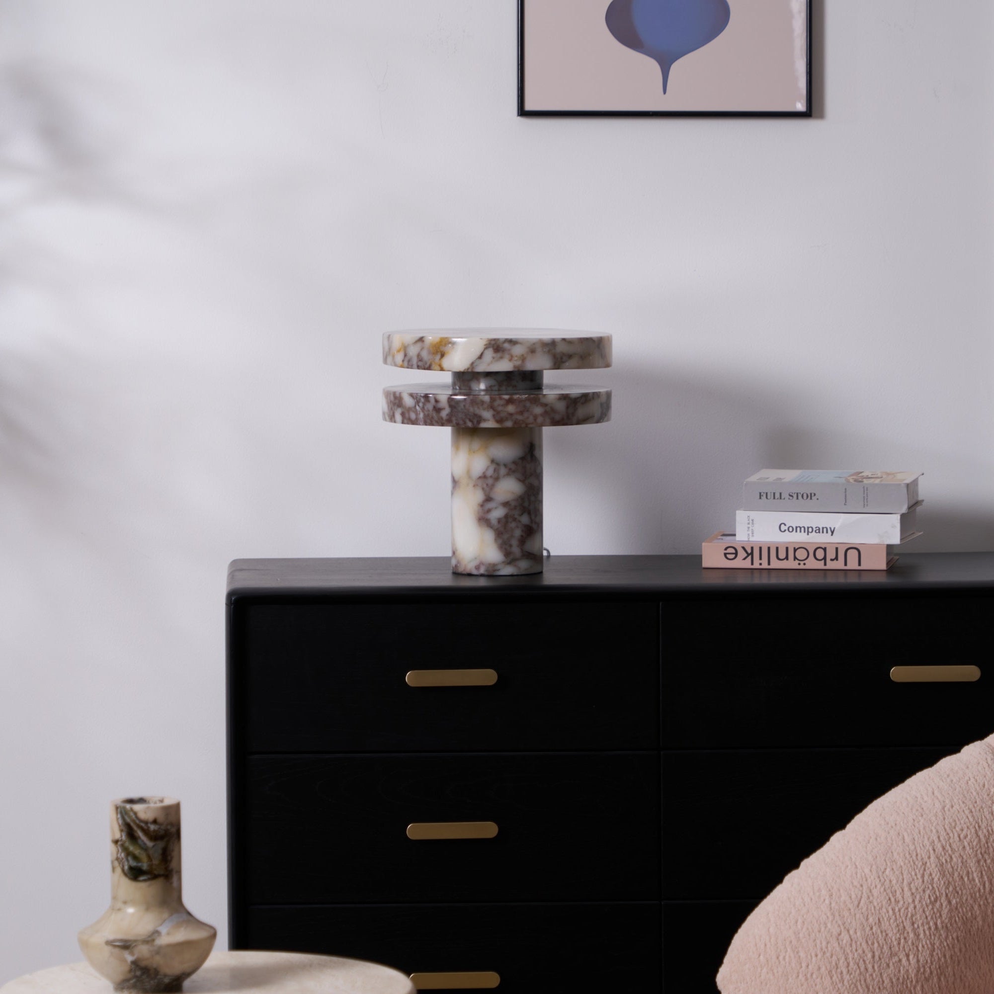 Lampe à poser moderne Vero en Marbre Bvlgari rouge et blanc