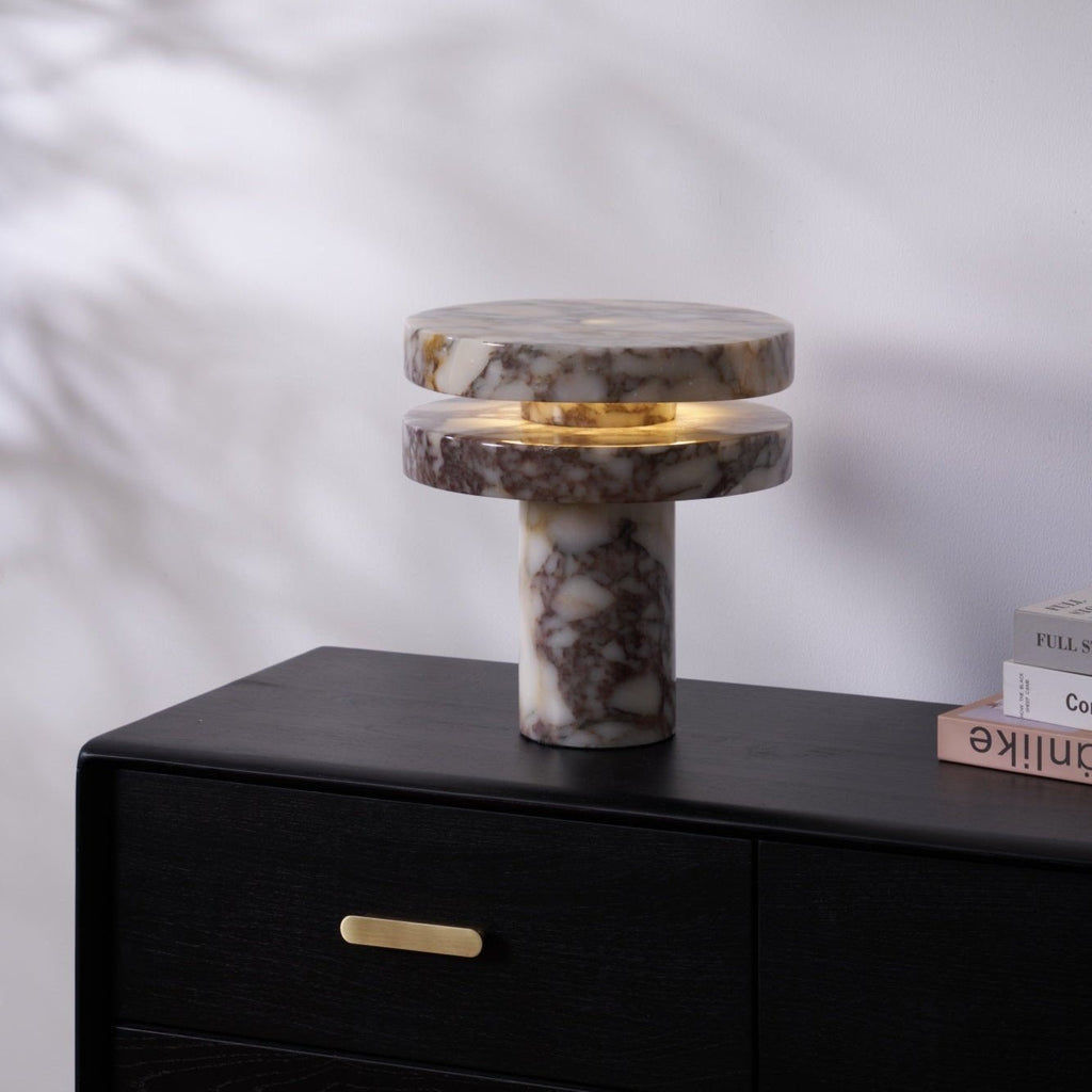 Lampe à poser moderne Vero en Marbre Bvlgari rouge et blanc
