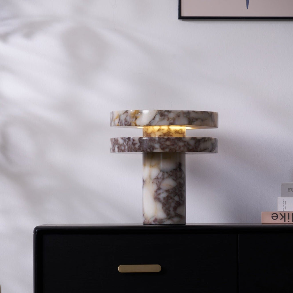 Lampe à poser moderne Vero en Marbre Bvlgari rouge et blanc
