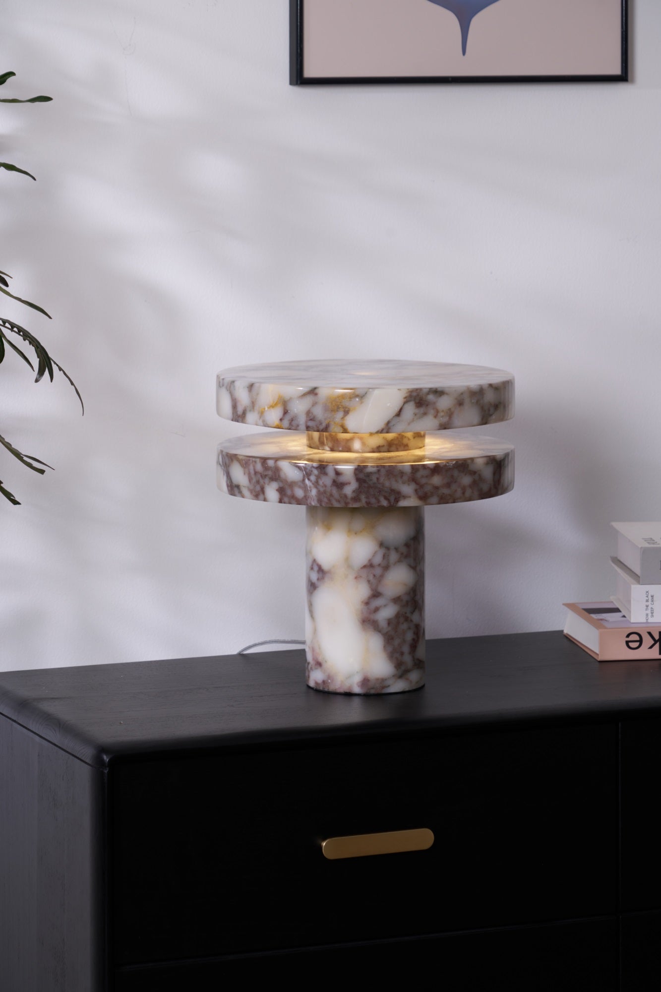 Lampe à poser moderne Vero en Marbre Bvlgari rouge et blanc
