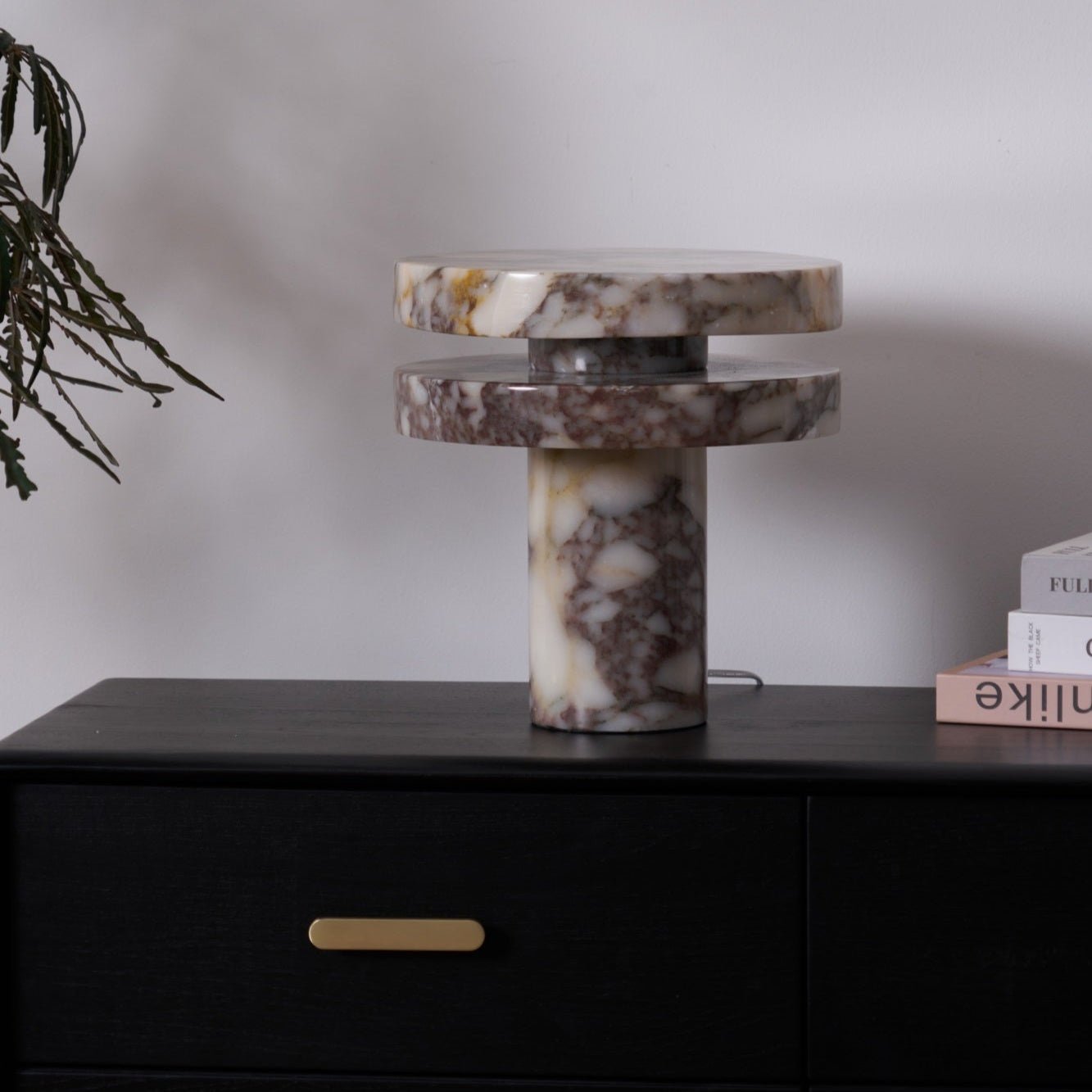 Lampe à poser moderne Vero en Marbre Bvlgari rouge et blanc