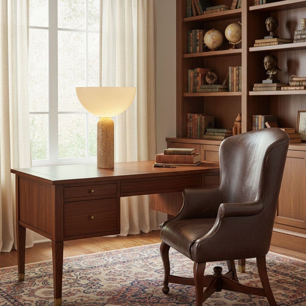 Lampe à poser moderne Truels en Travertin jaune et blanc