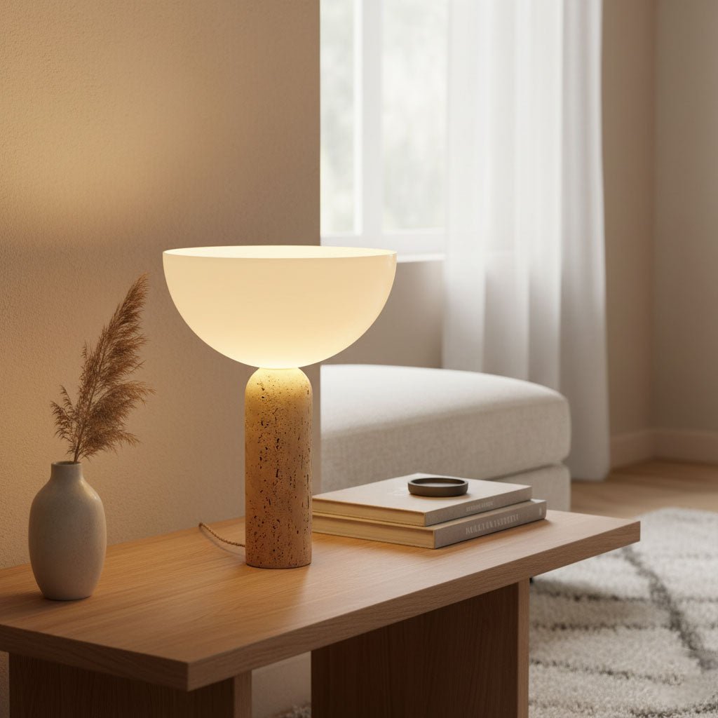 Lampe à poser moderne Truels en Travertin jaune et blanc